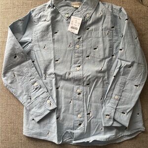Crewcuts Sky Blue Shirt with Dog Pattern